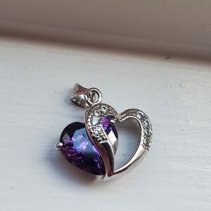 Jeulia Purple Double Heart Pendant For Necklace